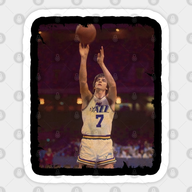 Pete Maravich - Vintage Design Of Basketball Sticker by JULIAN AKBAR PROJECT